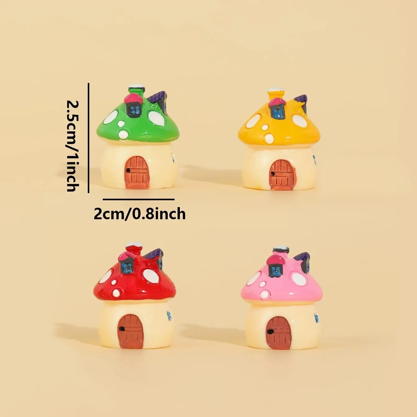 4-piece set of colorful mushroom house home desk ornaments