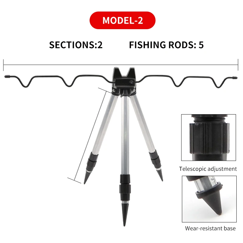 Fishing Rod Holder 5 / 7 Groove Aluminum Alloy Telescopic Portable Collapsible Tripod Stand Sea Fishing Pole Bracket for Fish