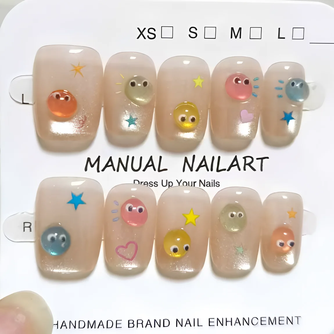

10Pcs French Style New Cute 3D Small Eyes Wearable Nails Patch Nail and Nail Accessories Press on Nails Detachable Nail Tips