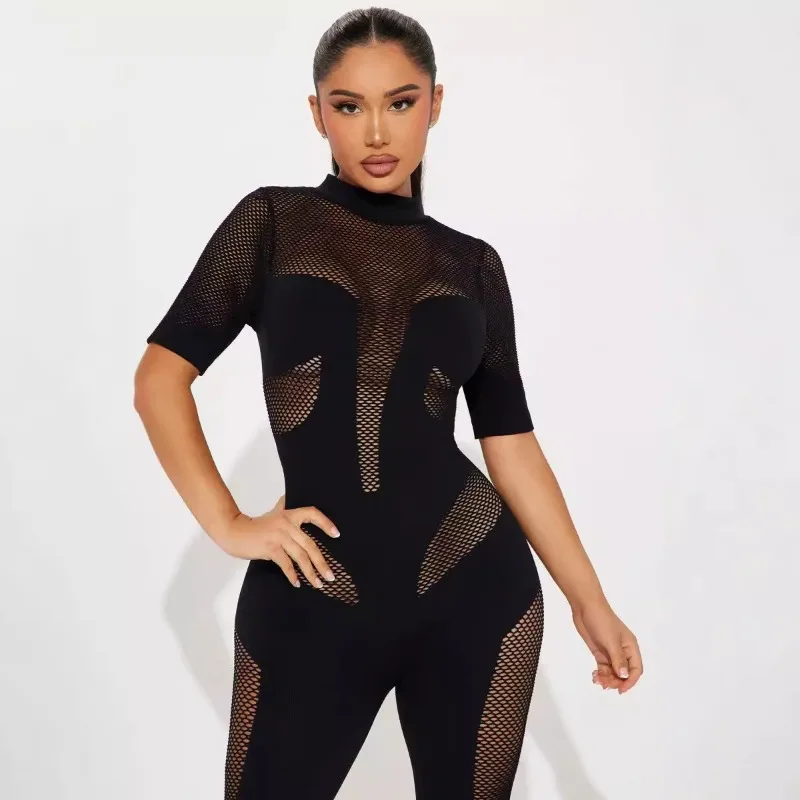 Women Sexy Hollow Out Knit Jumpsuits