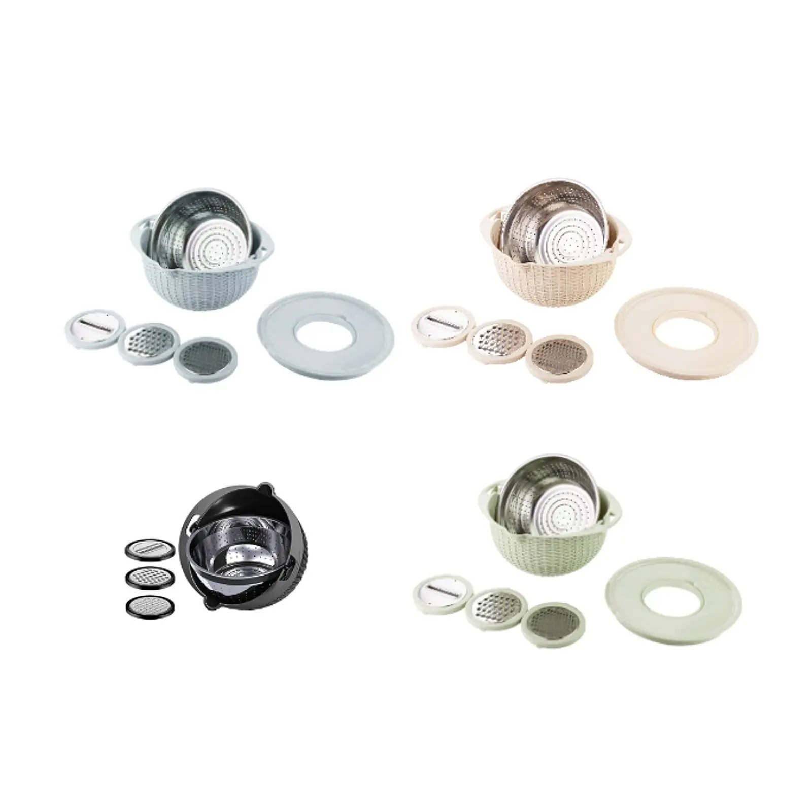 Kitchen Colander Set Fruit Cleaner Rust Resistant Utility Pasta Strainer Vegetable Slicer for Baking Grating Slicing Cooking