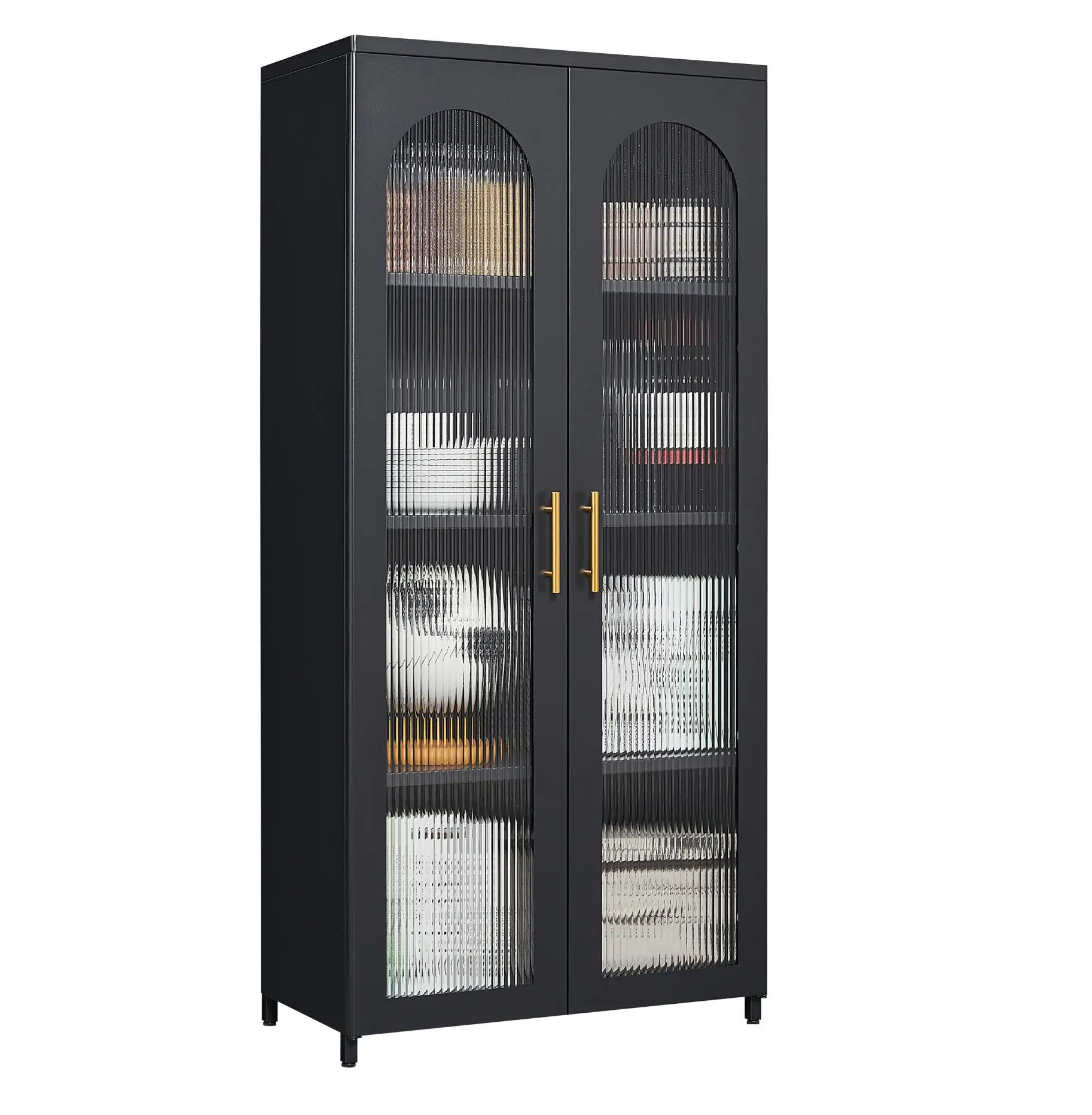 Living Room Furniture Home Furniture Colorful Metal Double Door Storage Cabinet With Glass