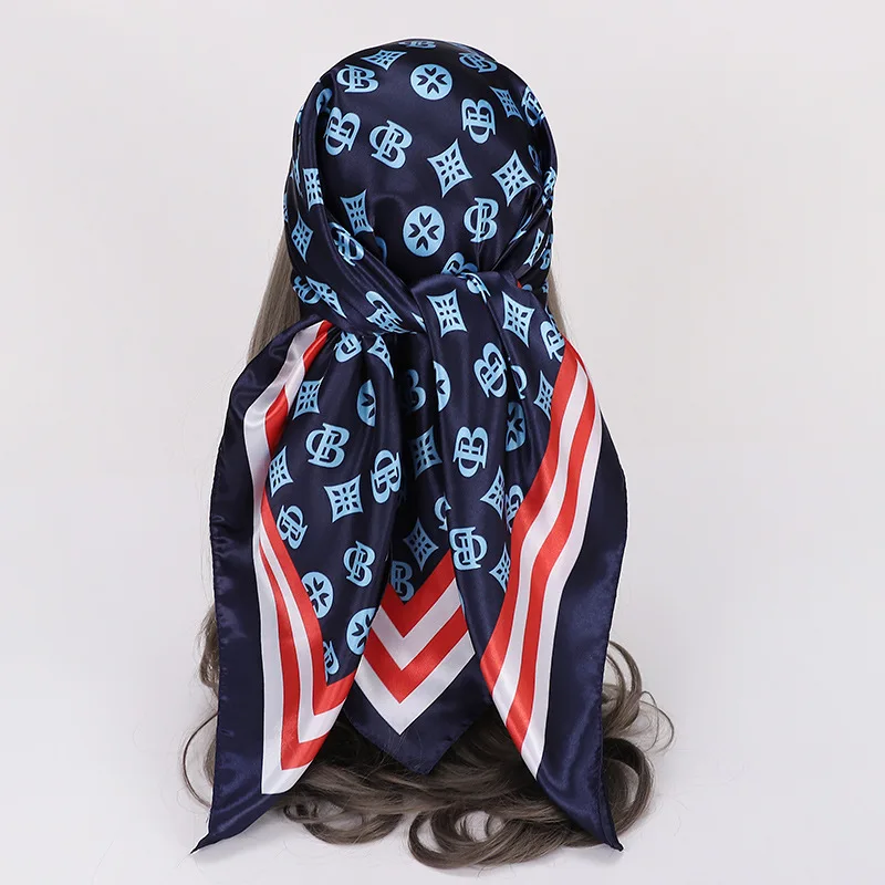 New satin bag head large square scarf, printed fashion silk scarf