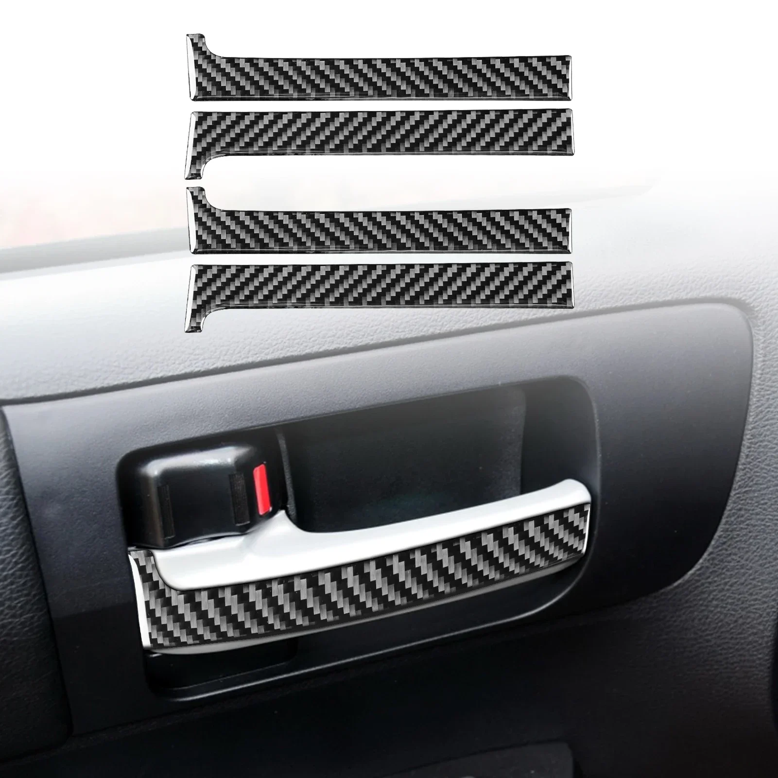 For Toyota Tundra 2014—2018 Car Accessories Carbon Fiber Interior Inner Door Handle Puller Panel Cover Trim Sticker Modification