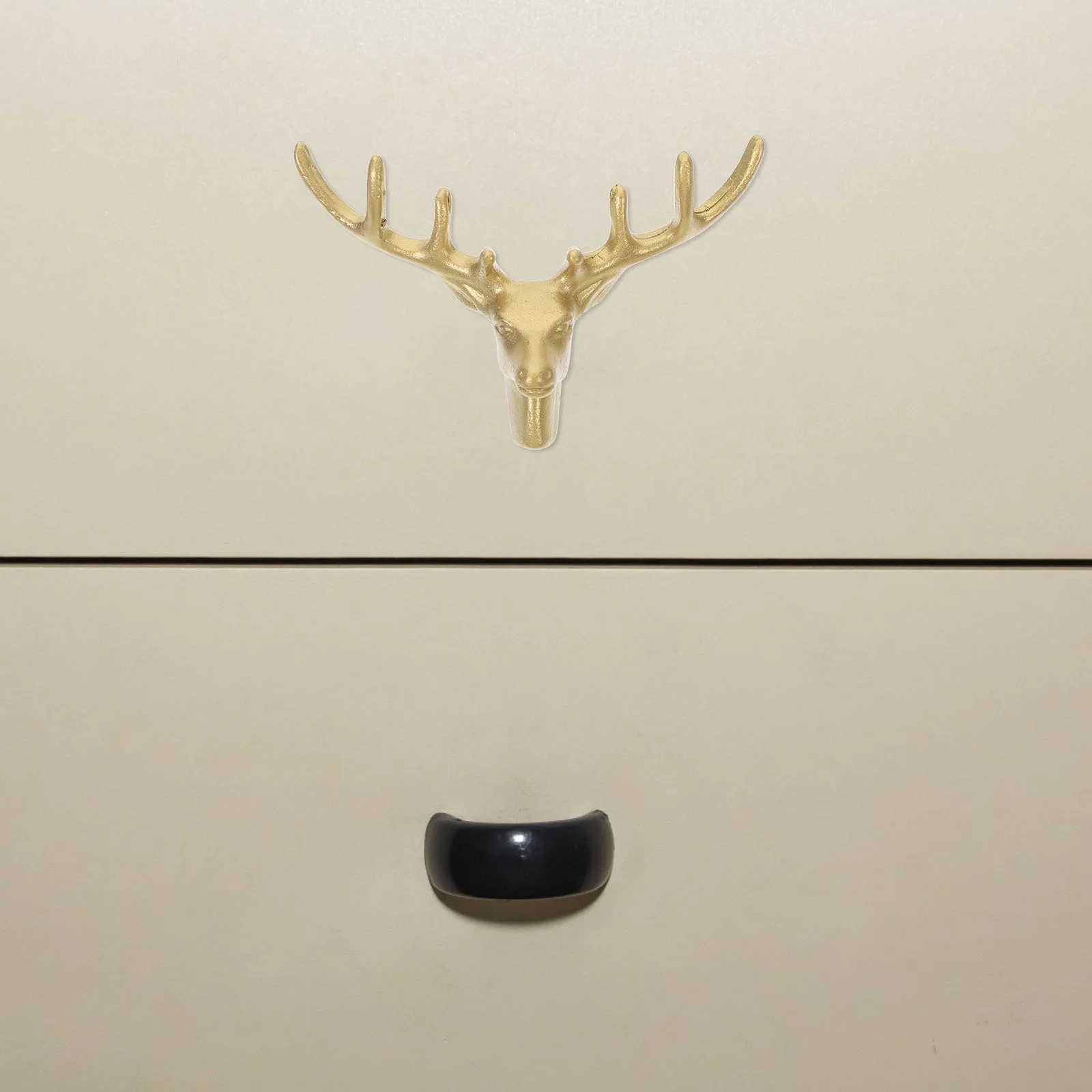 

Brushed Brass Cabinet Knob Deer Head Single Hole Handle for Closet Door Pull Drawer Knob Wardrobe Cupboard Kitchen Handle