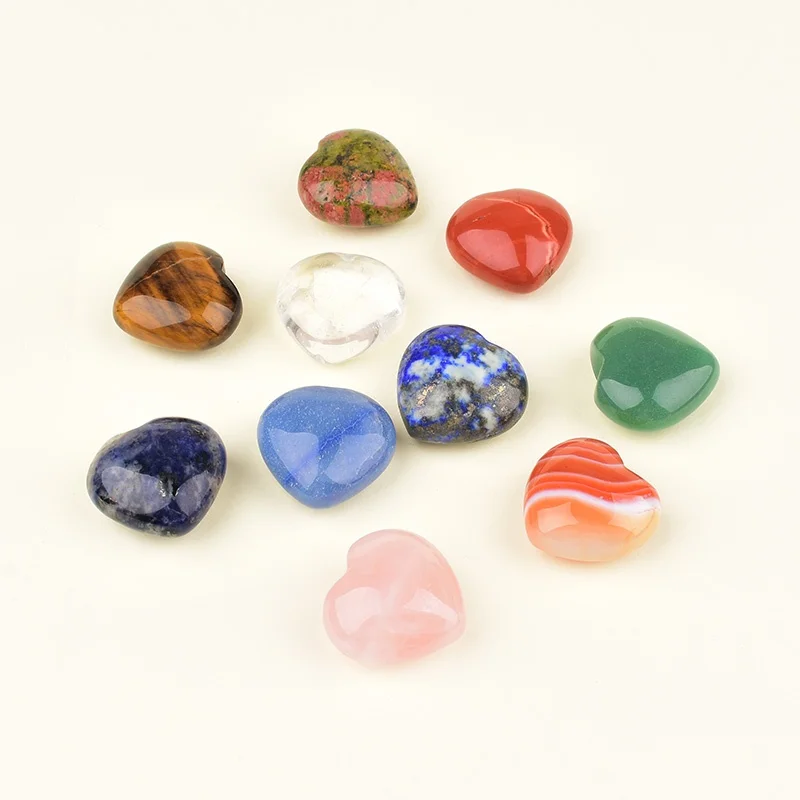 Pierre de paume en cristal naturel en forme de cœur de 3 cm, quartz mélangé, cristal de guérison des chakras, pierre de poche anti-stress, gemme énergétique, ornement, cadeau