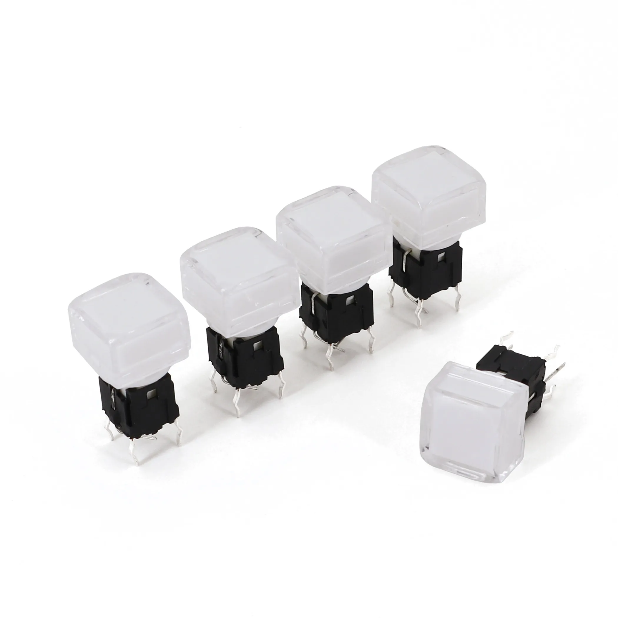 5Pcs TS5 Square 9.2x9.2mm 6Pin With LED Momentary SPST PCB Mini Push Button Click Tact Switch