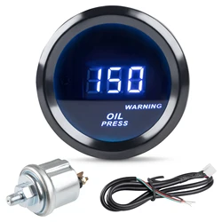 52mm 12V Universal Auto Car Oil Pressure Gauge 0-150PSI Oil Press Gauge LED Meter with Sensor For 12V Racing Gauge Black Holder