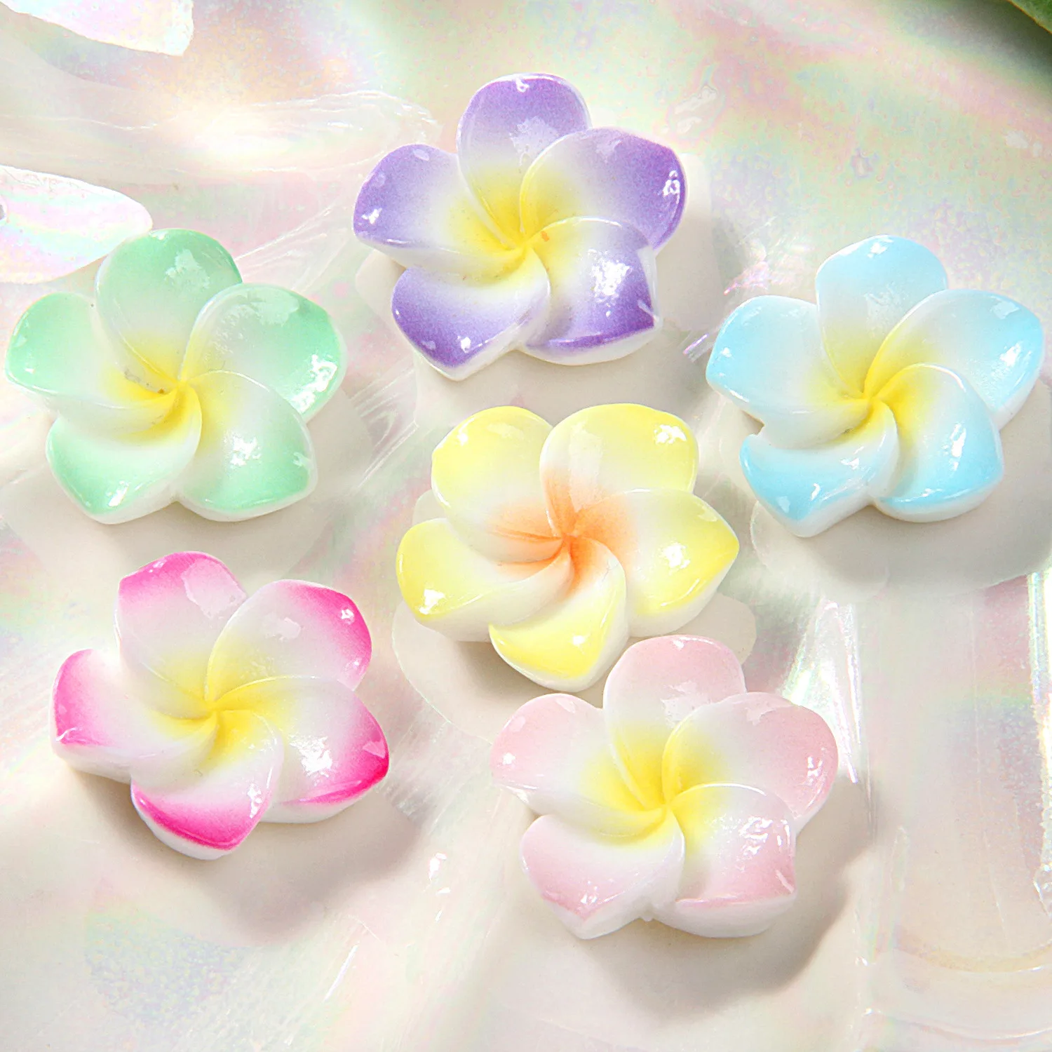 20Pcs Kawaii Cartoon Fresh Resin Two Color Spray Egg Flowers Junk Phone Case Ipadcase Resin Decoration Charms Diy Crafts
