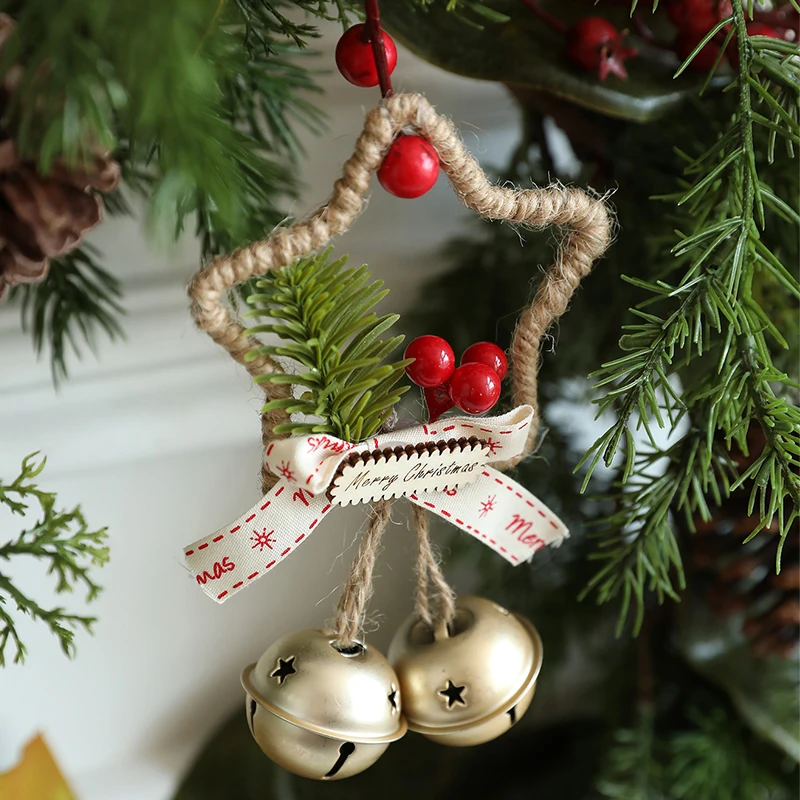 

Merry Christmas Ornaments DIY Xmas Gift Star Bell Pendant Hang Decoration For Home Noel Natal New Year Christmas Decoration