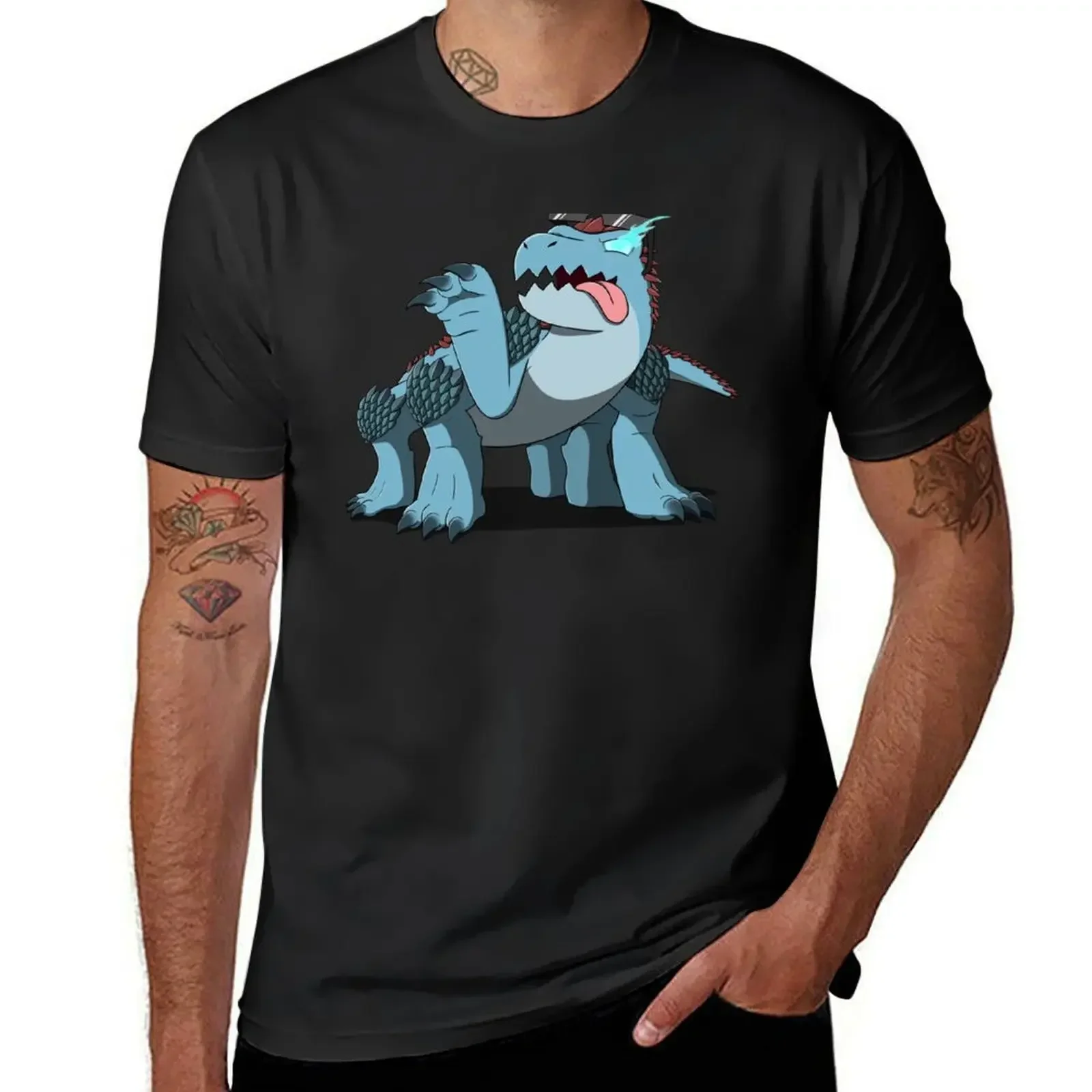 

Basilisk Cartoon Graphic T-Shirt Breathable Cotton Crewneck Short Sleeve Tee for Men