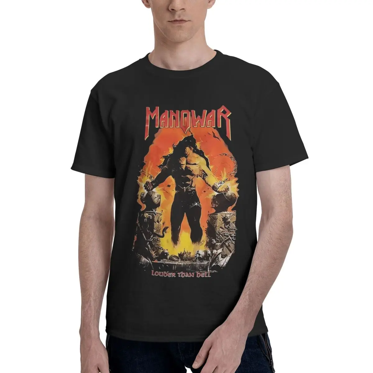 

MANOWAR Louder Than Hell, 100% хлопок, повседневная дышащая удобная мужская одежда Тоторо, брендовая мужская рубашка