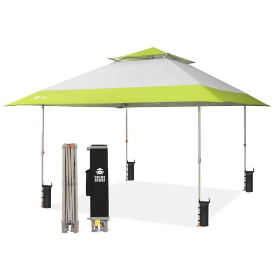 

13x13 Pop Up Canopy for backyard patio use, polyester fabric, grey green, foldable sun shade with quick-setup frame