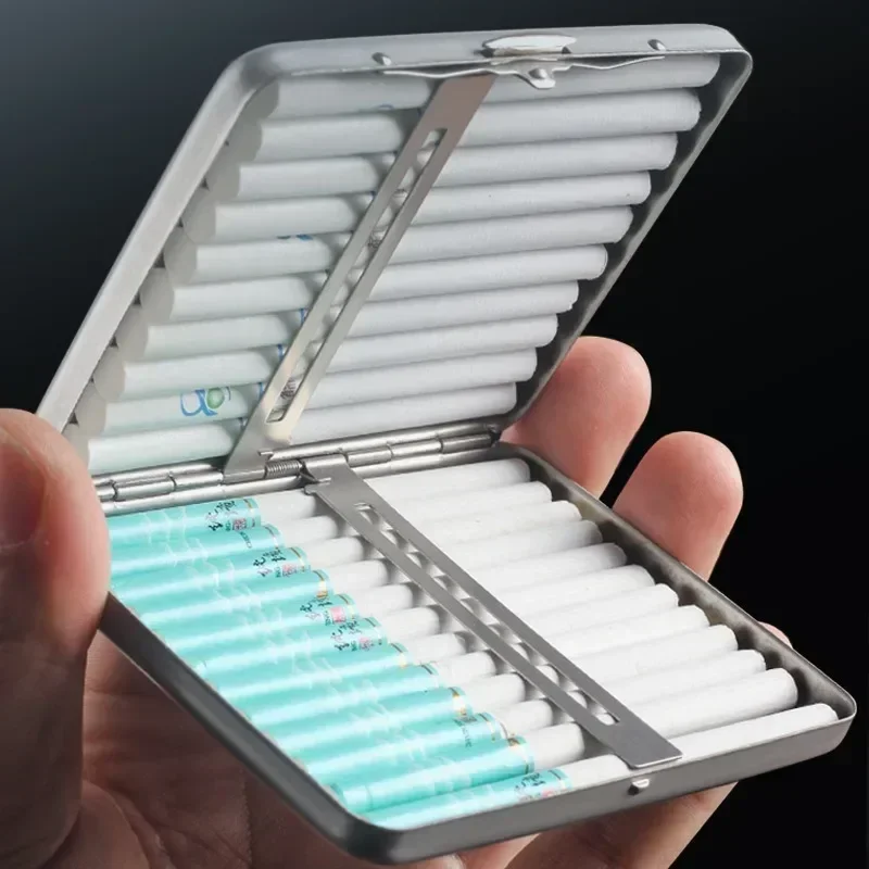 

Men's Metal Stainless Steel Cigarette Box, Medium Thick Cigarette Holder, Portable Cigarette Box, Creative Anti Pressure