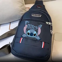 Disney Lilo Stitch Chest Bag Men Sports Shoulder Crossbody Bag Outdoor Trend Canvas Bag Multifunctional Crossbody Shoulder Bags