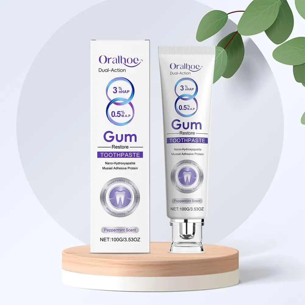 100g Oralhoe Gum Restore Toothpaste 3% nHAP Nano Hydroxyapatite Peppermint Deep Clean Remove Plaque Bad Breath Relieve Bleeding