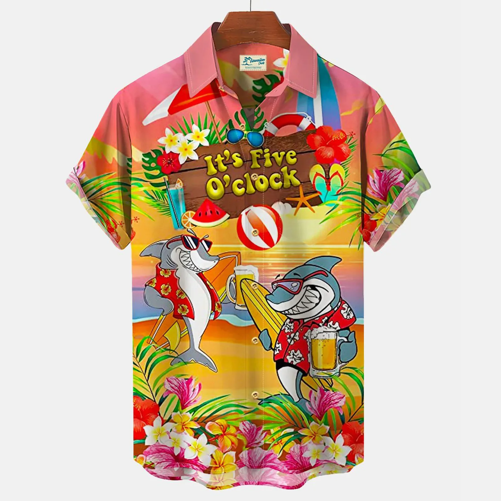 Animal Lovely Pattern Hawaiian Men's Shirts Funny Fashion 3d Printed Short Sleeve Tops Loose Lapels Personality Oversized