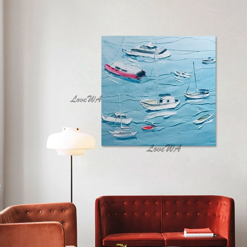 

Modern Abstract Steamboat Landscape Hand Drawing Painting Wholesale Of 3D Picture Art Canvas Decor Frameless Wall Hanging