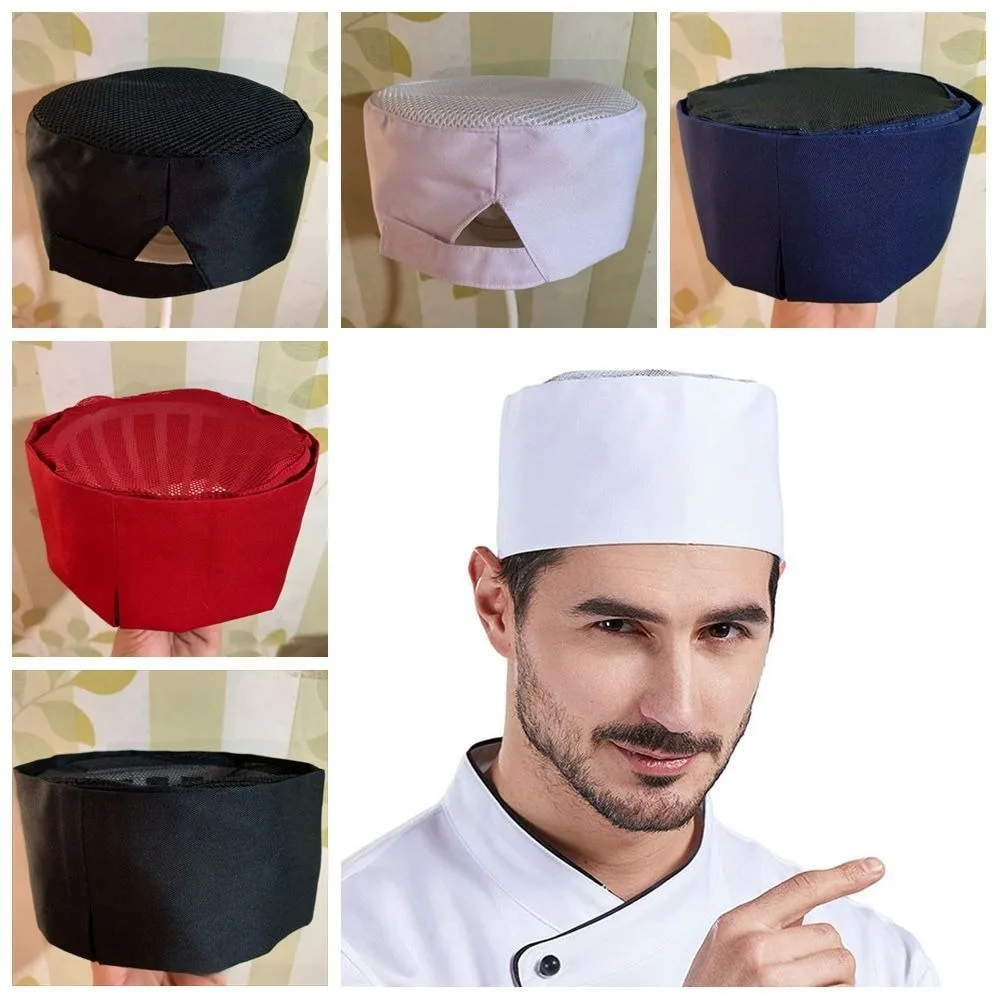Gorro de Sushi transpirable de estilo japonés, gorros planos de Chef de Color sólido resistentes al desgaste, gorro de Chef de malla cómodo para cocinero