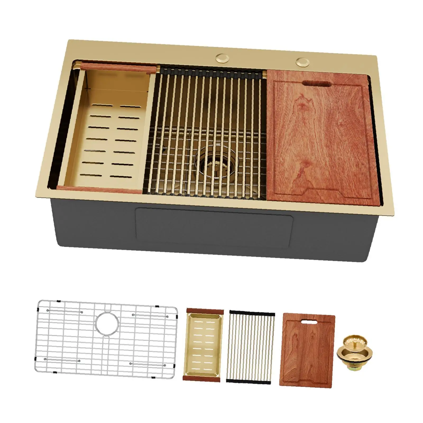 

Кухонная мойка из нержавеющей стали 16 калибра, 33x22 дюйма, с одной чашей, для проектов по благоустройству дома