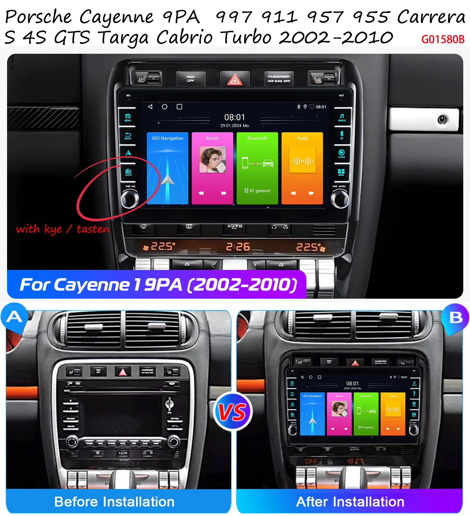 Android Car radio Carpaly GPS Navigation HD Reverse camera For Porsche Cayenne 9PA 997 911 957 955 Carrera S 4S GTS Targa Cabrio