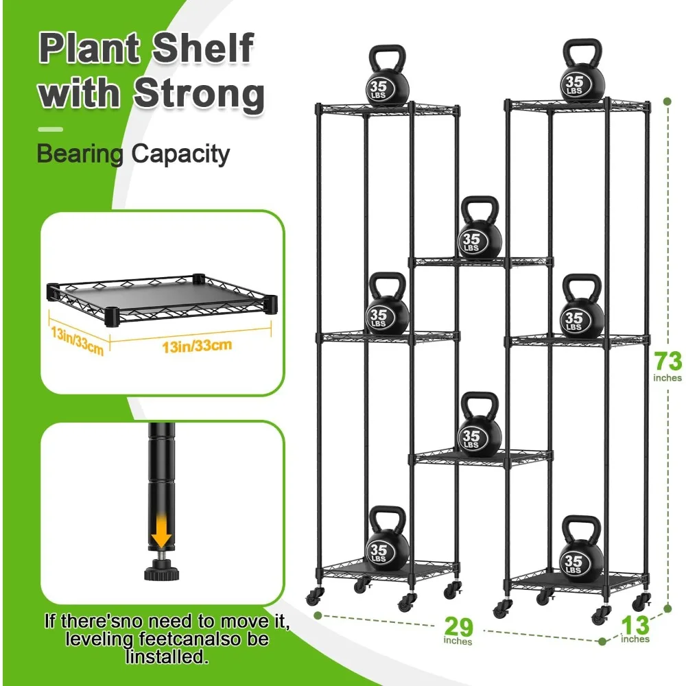 Plant Stand with Grow Lights Height Adjustable Metal Plant Shelf Indoor