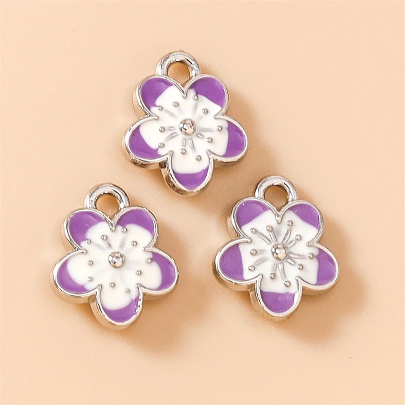 20 Stück 10x12mm Niedliche Bunte Mini-Emaille-Blumen-Anhänger für Schmuckherstellung Ohrringe Halsketten Armbänder DIY Bastelbedarf – Detail 12