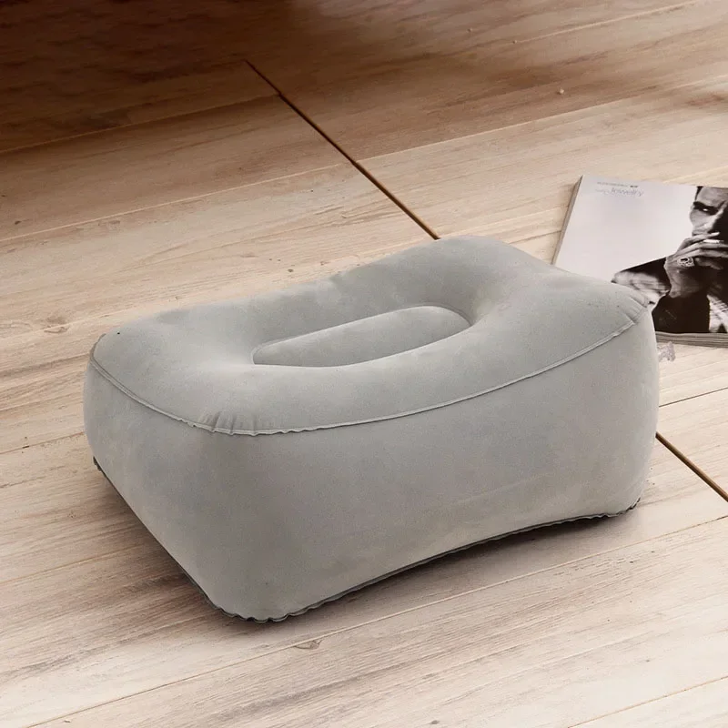 Foot Rest Air Pillows Portable Pad Mat Footrest Pillow Home Outdoor Foot Relief Cushion PVC Gray Train Flight Travel Inflatable