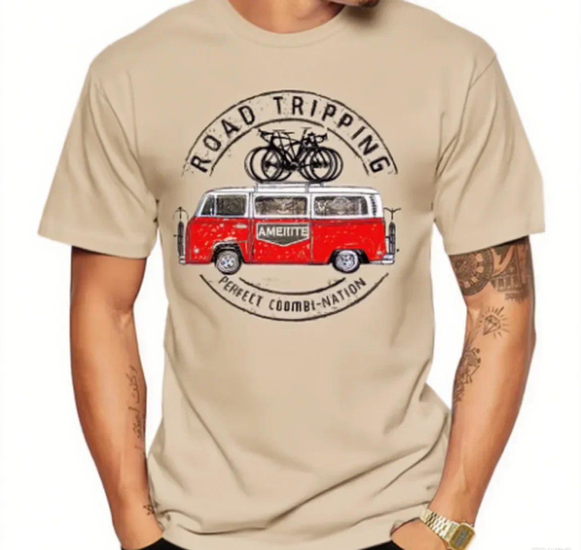 

Хлопковая футболка с тематикой дорожного путешествия, футболка Van Bikes Art Must- Have for Adventure Lovers, брендовая уличная футболка с принтом, Новое поступление, футболка S-4XL