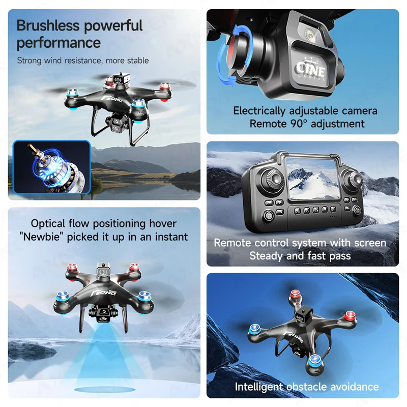 E55 Drone Mini Dual Camera 8K Aerial HD Profesional Remote Control Aircraft GPS Positioning Avoidance Brushless Motor Drone
