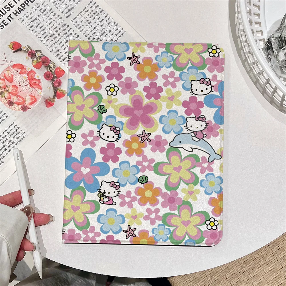

Floral Hello Kitty Stand Case For Apple iPad Air Pro Mini 7.9 8.3 9.7 10.2 10.9 11 9th 10th 11th Gen Magnetic Flip Smart Cover