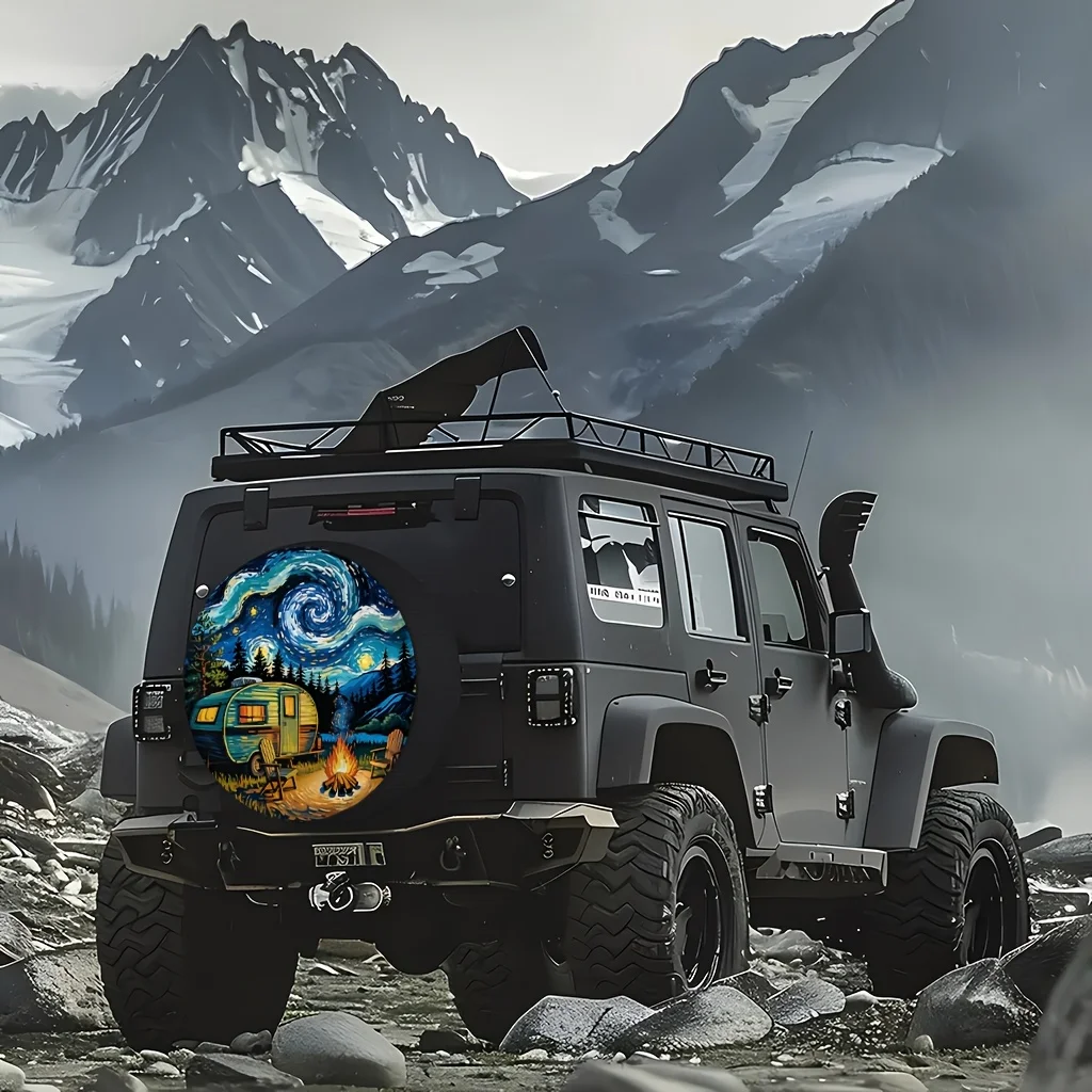 1pc Fashion | Simple | Fun Pattern Printed Spare Tire Cover For Cars, Suitable For Cars, Jeeps, And SUVs, Protects Tires, Fully
