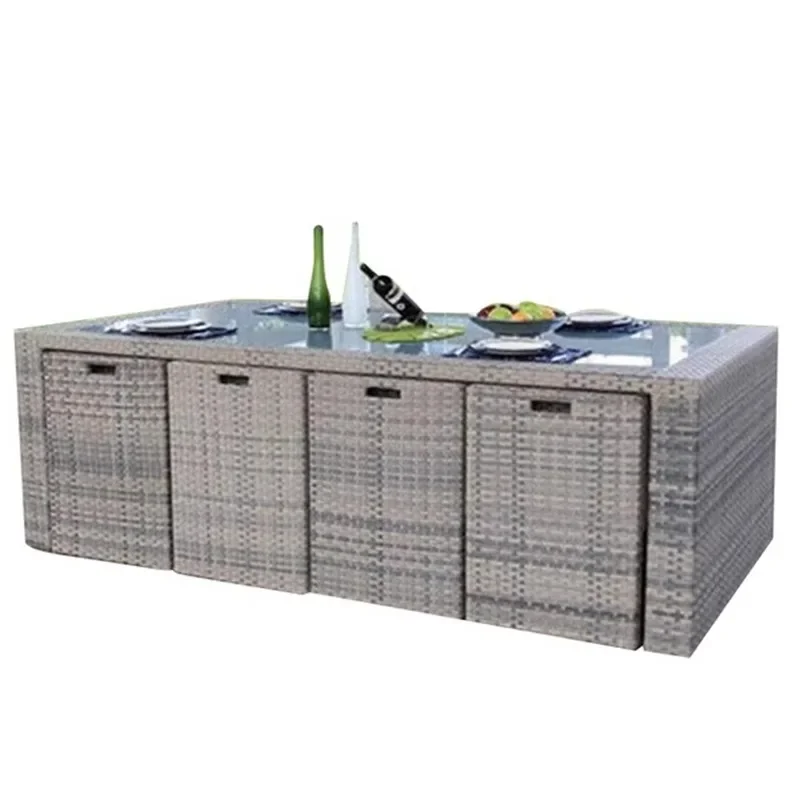Outdoor terrace rattan table and chairs, villa courtyard balcony leisure rattan table and chair combination