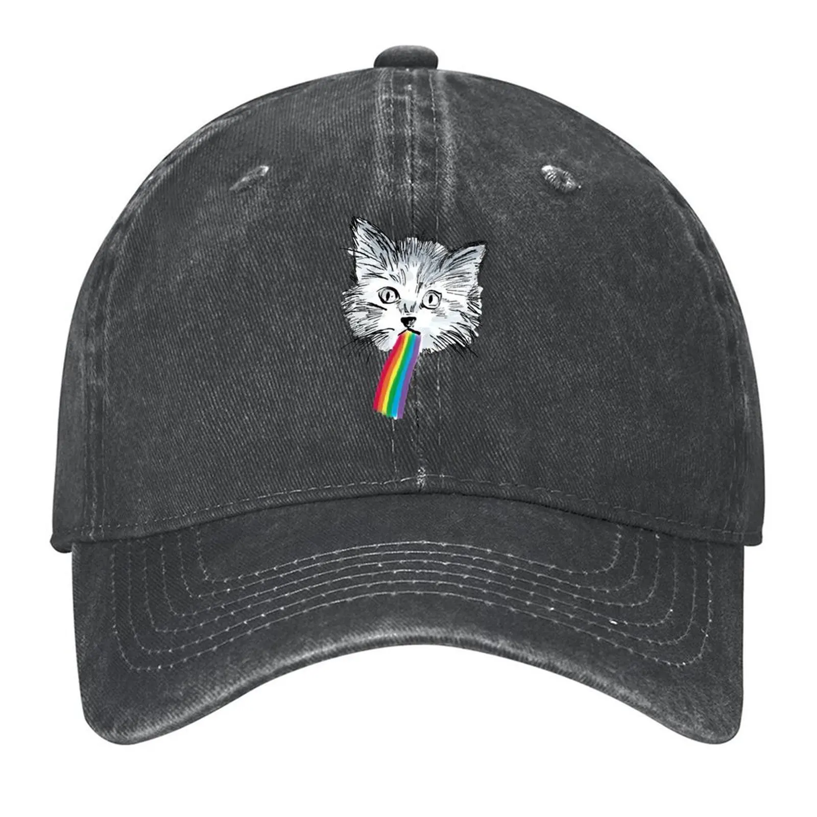 

Cat Vomit Rainbow Baseball Cap Golf Cap Rave sun caps birthday Ladies Men's