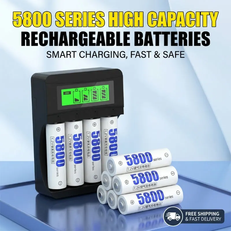 

High Capacity 5800 AA AAA Ni-MH Rechargeable Battery for Toys, Remote Controls, KTV Mics, Flashlights and Smart Locks