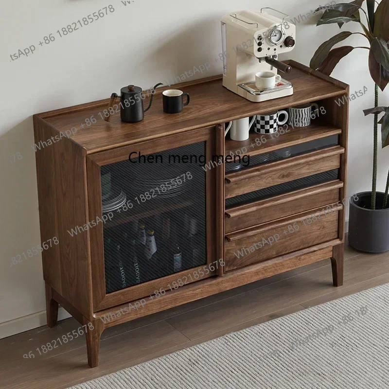 ss7486 new styleNorth American Black Walnut Solid Wood Side Cabinet Restaurant Multifunctional Locker Household