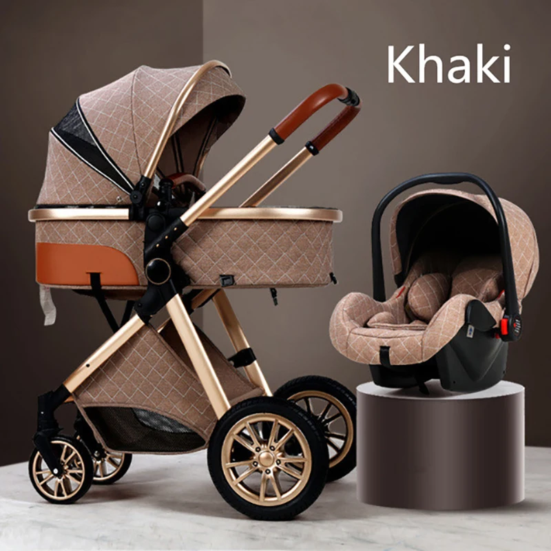 Baby Strollers can Sit or Lie Down Two-way High Landscape Folding Shock-absorbing with Safety Carrycot 2 in 1 Newborn Stroller