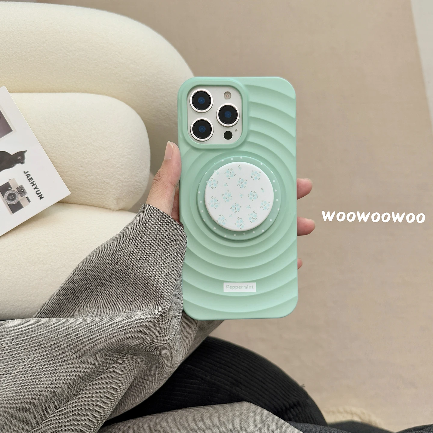 Casing Ponsel Magnet Titik Riak Hijau Mint Segar Baru untuk iPhone 16 15 14 13 Pro Max Fundas Iphone 13 Sampul Pelindung Casing