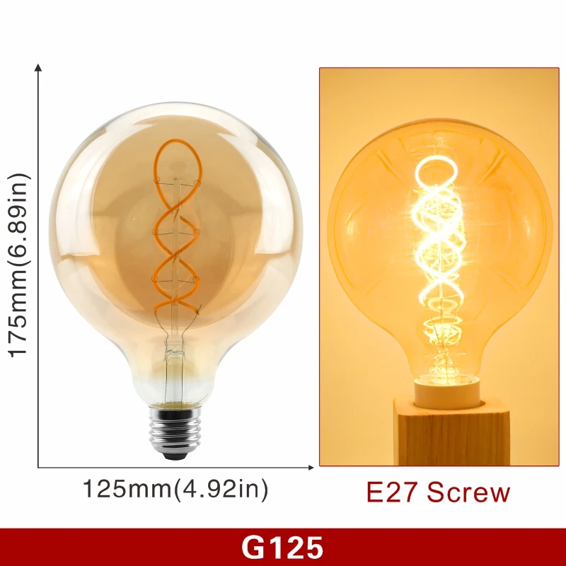 E14 E27 Retro LED Spiral Filament Glühbirne 4W Warm Gelb 220V C35 A60 T45 ST64 T185 T225 G80 G95 G125 Vintage Edison Lampe