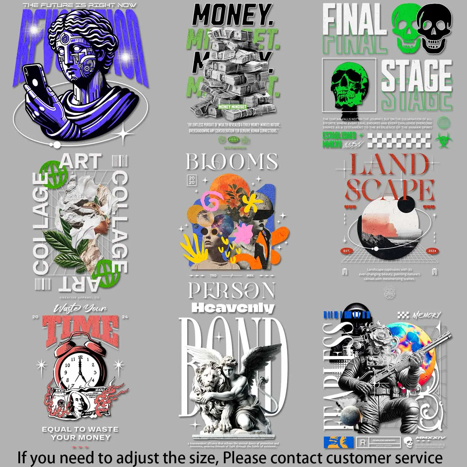 Solitary Warrior Space - themed Art Abstract Portrait Iron on Decals Patches for Clothes Trendy Clothing Graphics DIY Craft