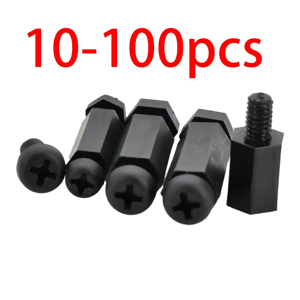 Black Nylon PCB Standoff Spacers Male To Female Motherboard Hexagon Thread Pillar Bolt Plastic Screw Standoffs Nut M2 M2.5 M3 M4