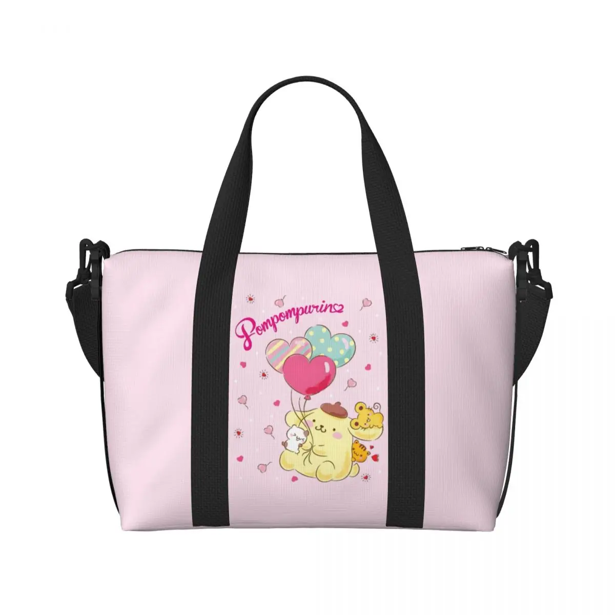 مخصص Pompompurin حقيبة حمل على الشاطئ حقيبة المرأة الكلب أنيمي مقصورة كبيرة رياضة حقائب السفر الشاطئ