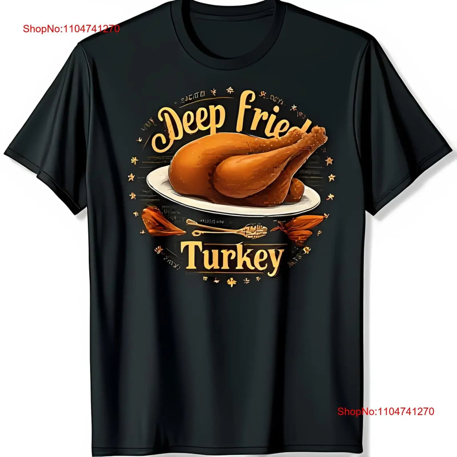 

Funny Black T Shirt with Cartoon Deep Fried Turkey Whimsical Text vintage Washed Stylish fashion Soft graphic Unisex Casual