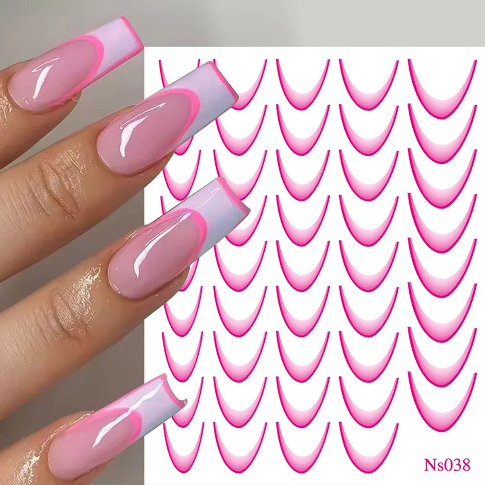 New Europe and America Gradient Color Nail Art Designs Stickers 3D Crescent Shape Diy Decoration Girl Nail Accessories Gift