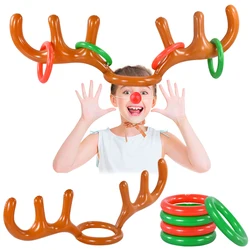 クリスマスインフレータブルトナカイアントラーハット,リングトス,楽しい家族のゲーム,子供向けギフトおもちゃ,クリスマスパーティー用品,家の装飾,2024