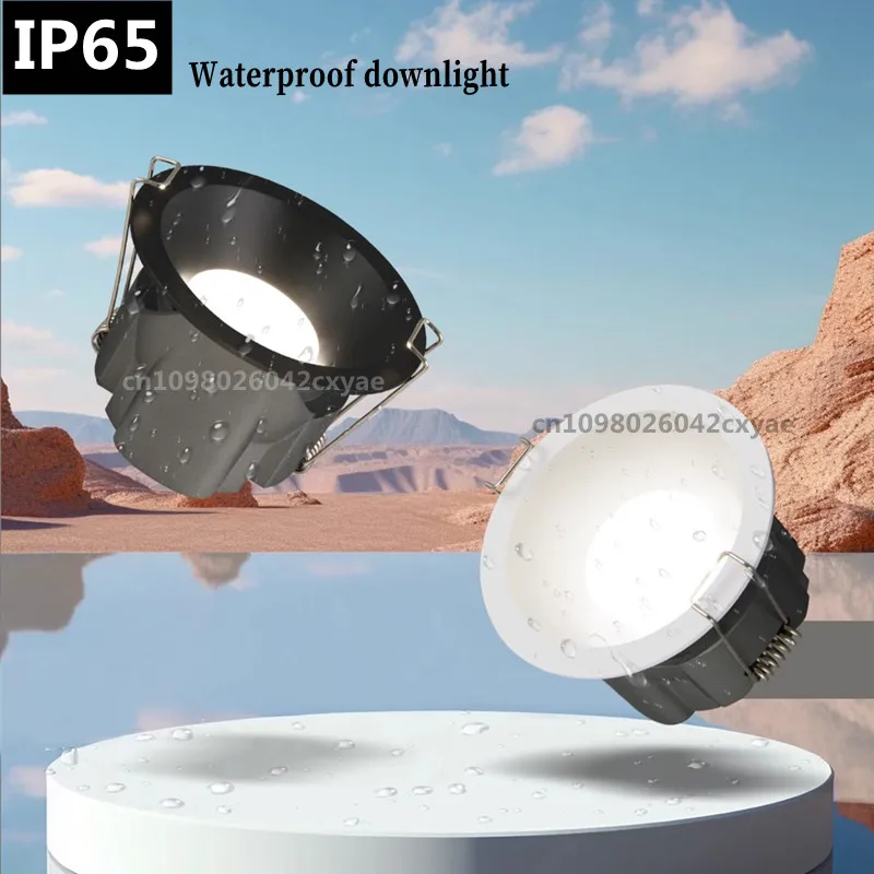 IP65 Waterproof Downlight LED Spotlight Embedded COB Ceiling Light AC110V-220V Bathroom Kitchen Balcony Toilet Lighting Bulb