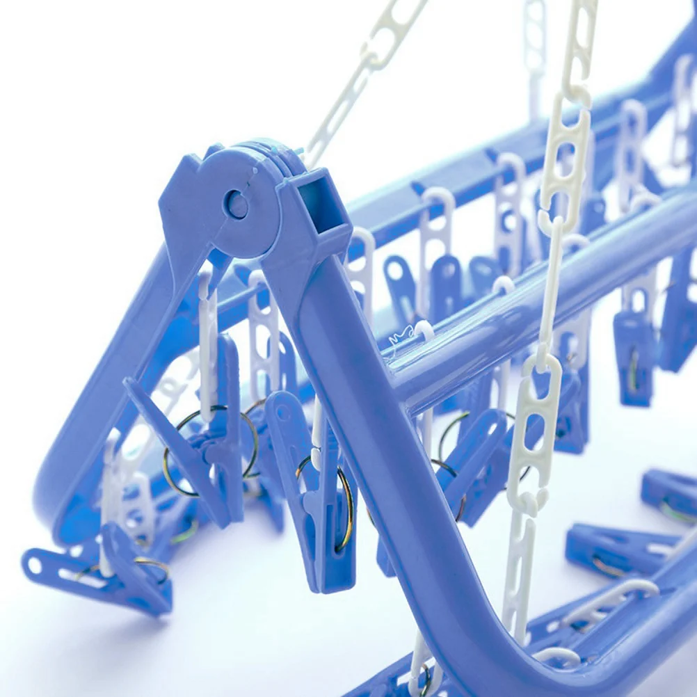 

32 Clips Foldable Hanger Plastic Clothes Drying Rack Underwear Sock Bra Glove Bathroom Kitchen Living Room Safe Use