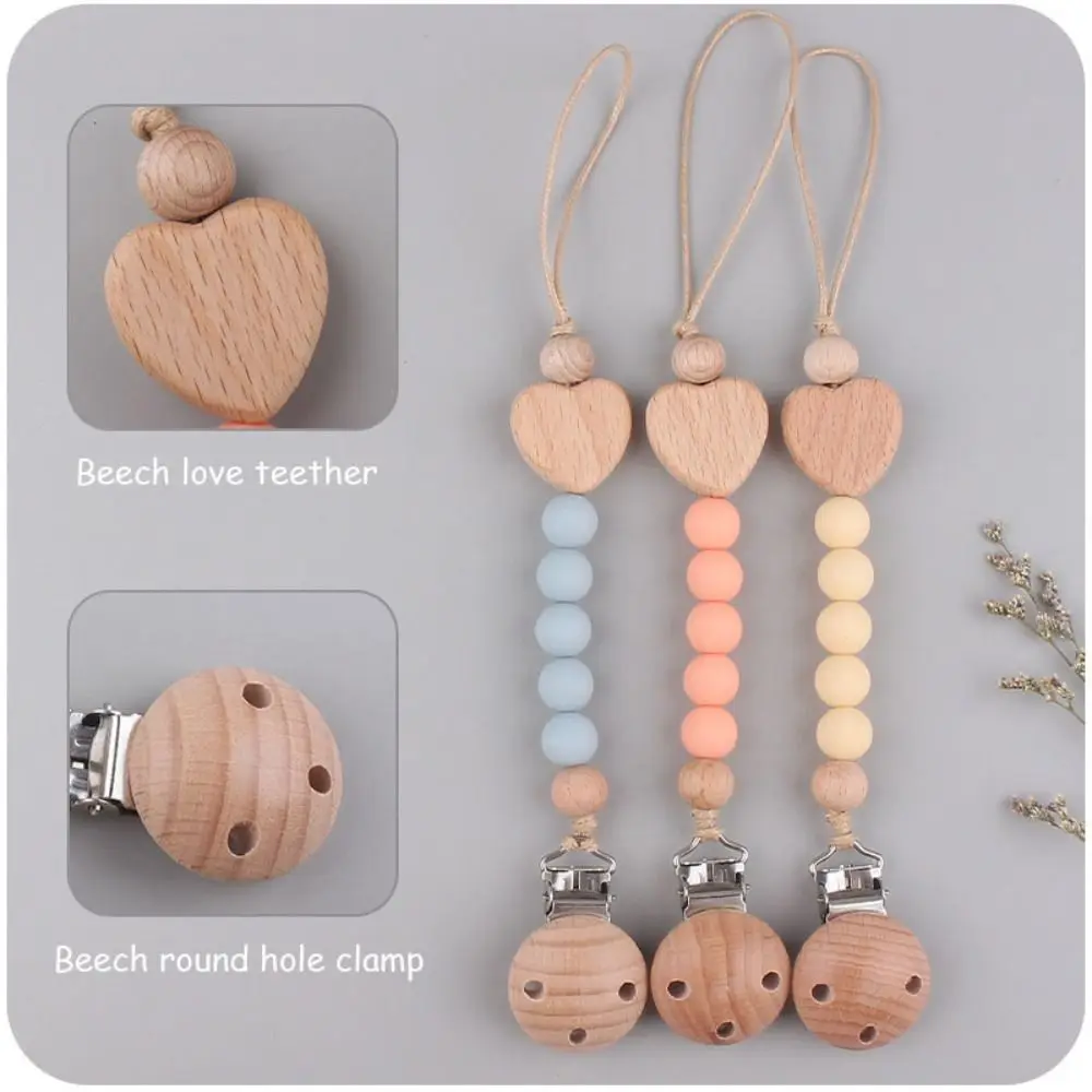 Schnuller Clips Schnuller Halter Clips Liebe Herz Schnuller Halter Baby Schnuller Kette Nippel Halter Clips Holz Perle