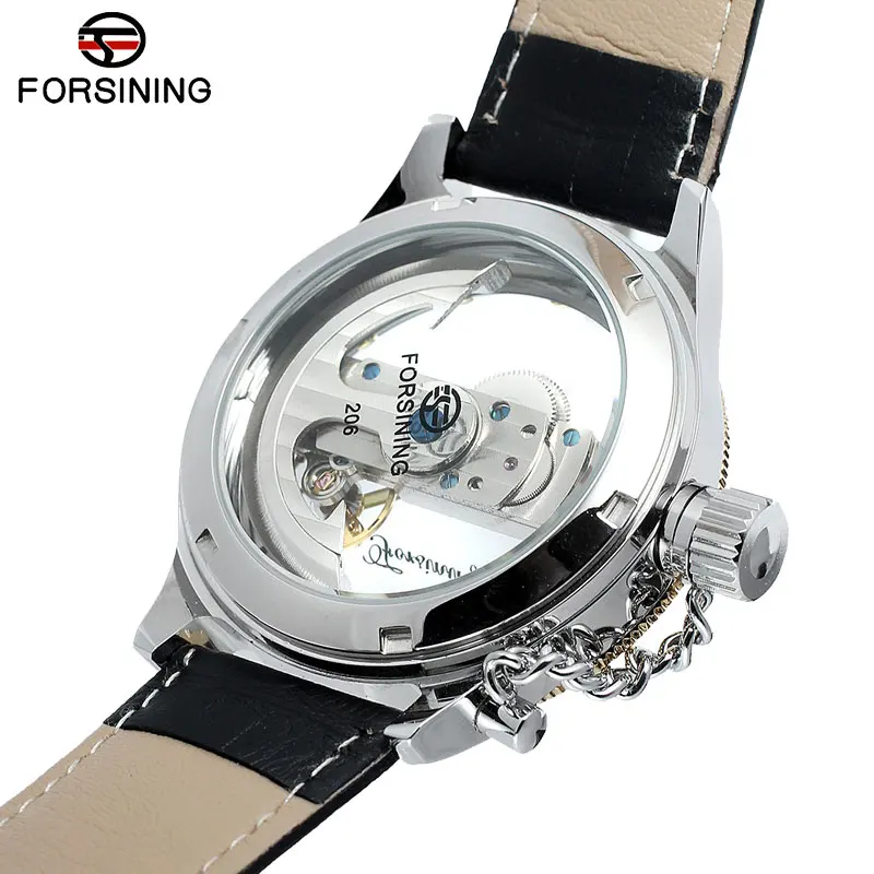 FORSINING Classic Men Watches Luxury Top Brand Leather Automatic Mechanical Watch Black Color Relogio Masculino