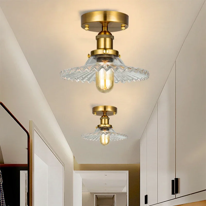 

Modern Balcony Corridor Corridor Lights Minimalist Entrance Lighting Small Room Bedroom Pure Brass LED Ceiling Light